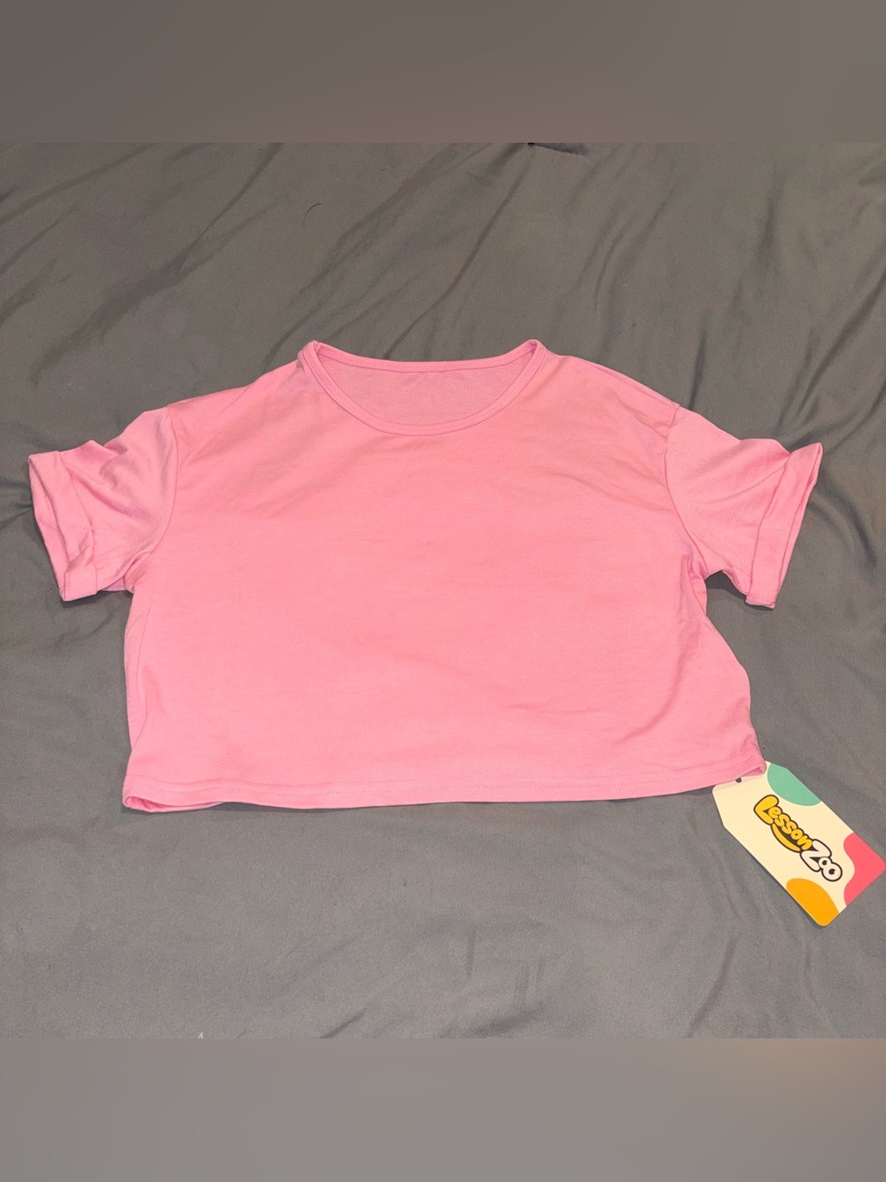 Girls' Cropped Pink Tee - Casual Everyday Top